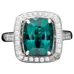 4 Karat Kissenschliff Smaragd Verlobungsring Vintage Smaragd Weißgold Ring