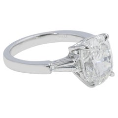 4 Carat Cushion Diamond Ring Brilliant White 18K Gold Classic Statement Heirloom