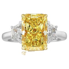 4 Carat Cushion Diamond Ring Fancy Yellow 14K Gold Colour-Collector’s Treasure
