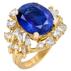 4 Carat Cushion Statement Royal Blue Sapphire 14K White Gold Effortless Elegance