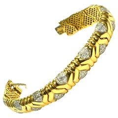 Vintage 4 Carat Diamond 18 Karat Yellow Gold Fancy Link Bracelet