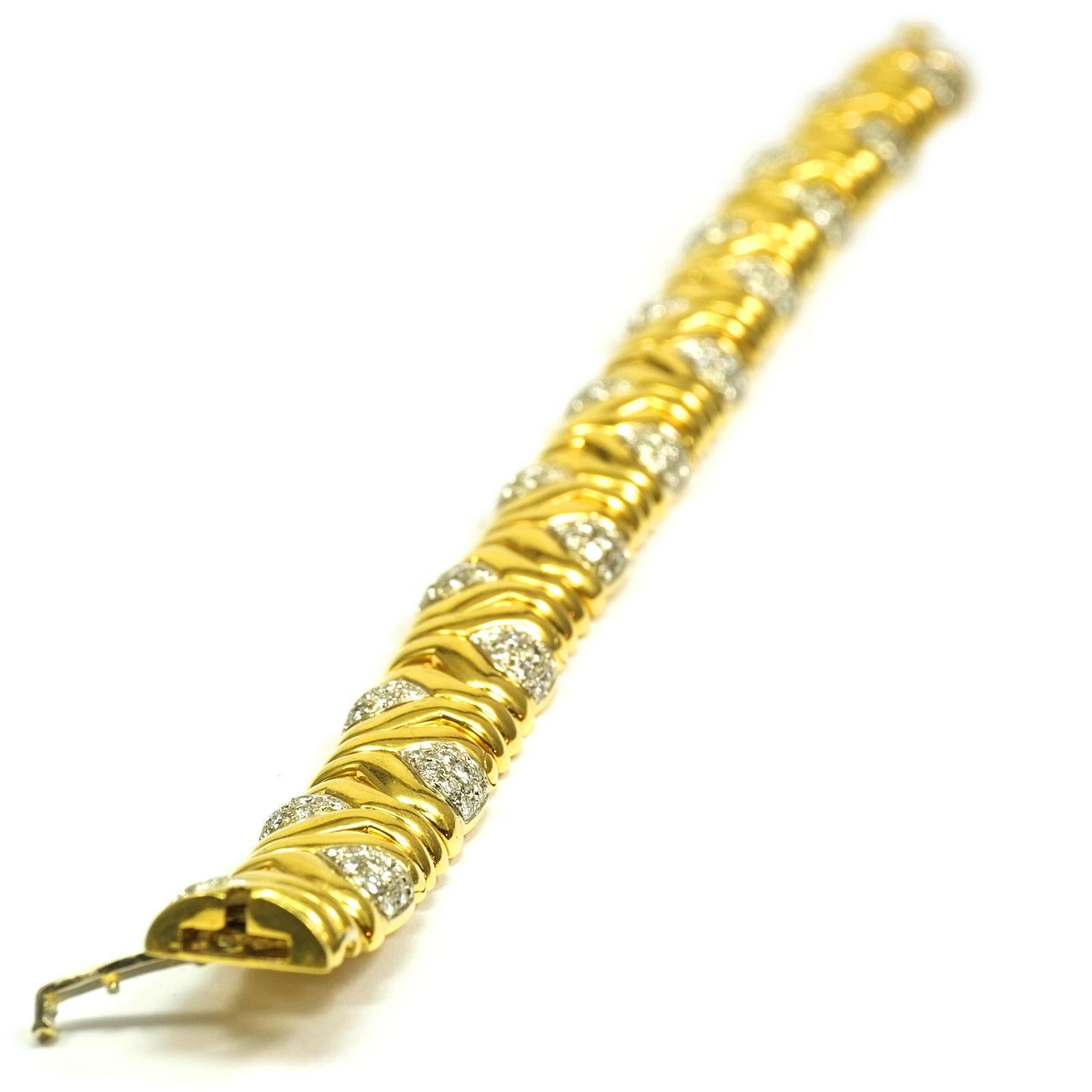 4 Karat Diamant 18 Karat Gelbgold Ausgefallenes Gliederarmband 1