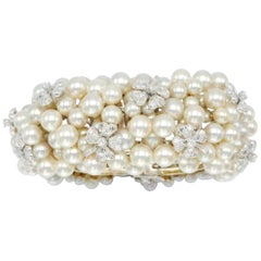 4 Carat Diamond and Cultured Pearl Bracelet