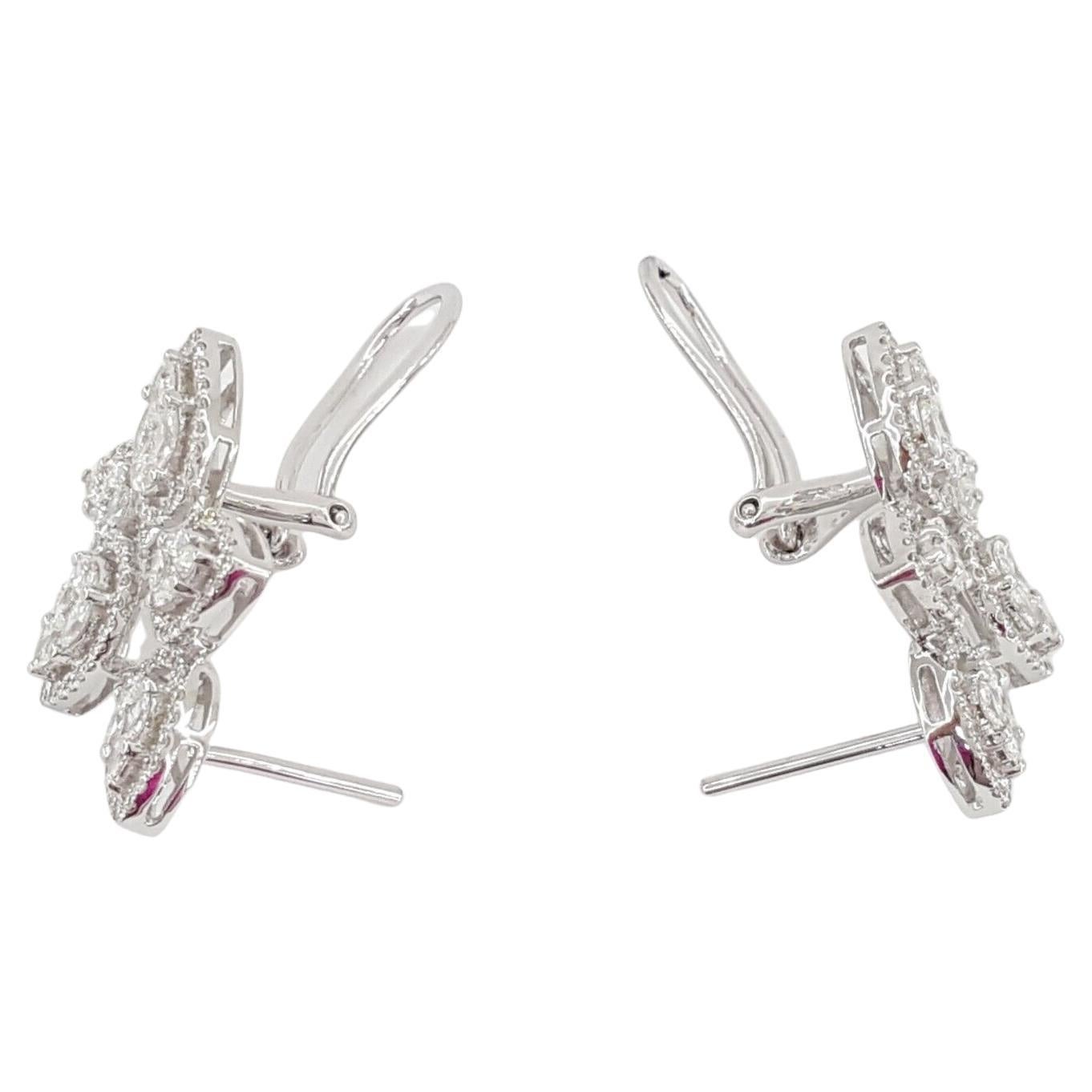 Modern 4 Carat Diamond Cluster Earrings E/F Color For Sale