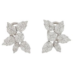 4 Carat Diamond Cluster Earrings E/F Color