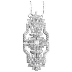 4 Carat Diamond Convertible Brooch Necklace