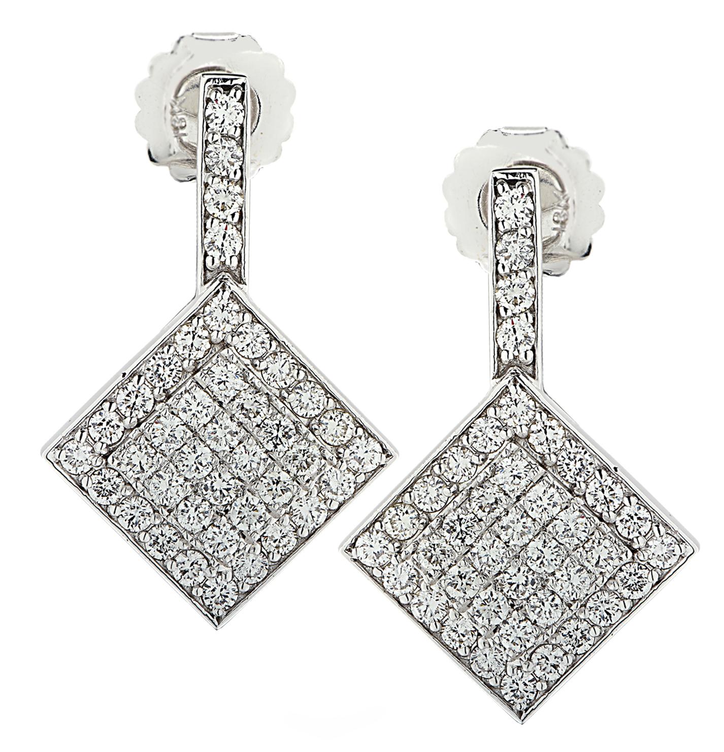 Modern 4 Carat Diamond Dangle Earrings
