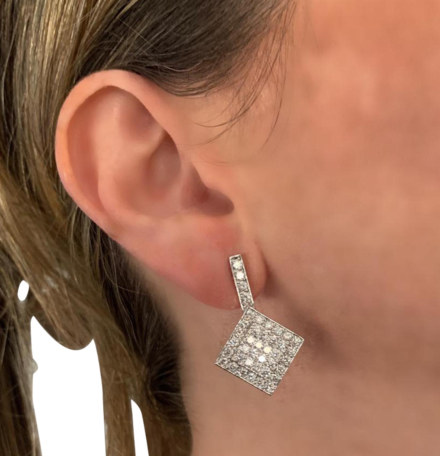 Women's or Men's 4 Carat Diamond Dangle Earrings