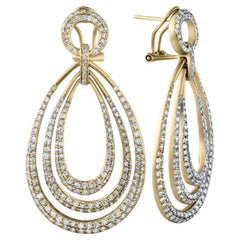 4 Carat Diamond Dangle Earrings In 18k Gold