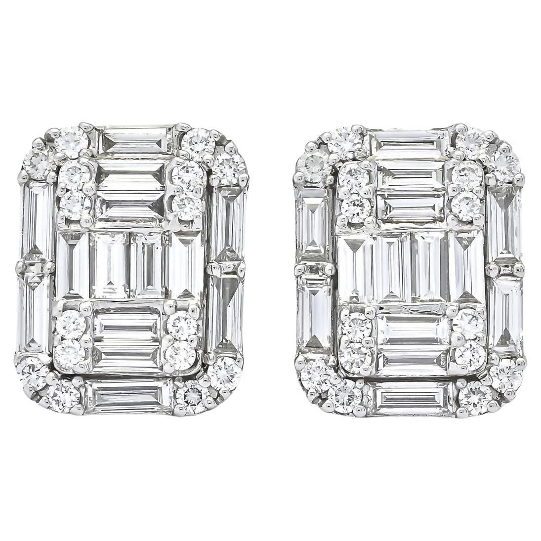 Baguette Cut 4 Carat Diamond Earrings For Sale