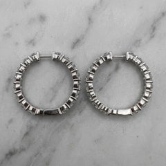 4 Carat Diamond Hoop Earrings in 14k White Gold