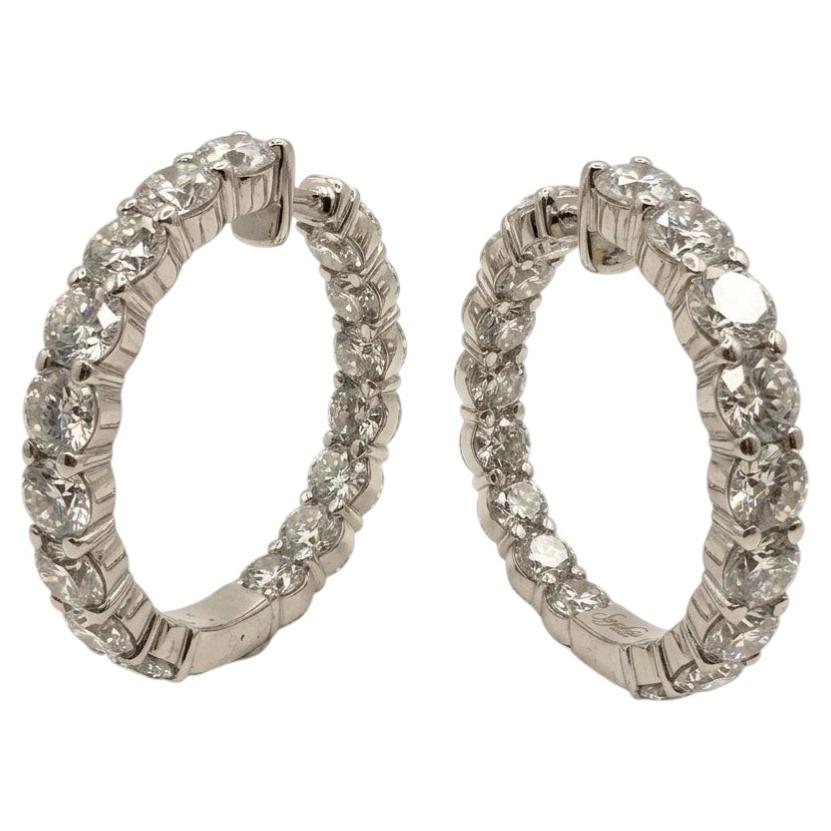 Orecchini a cerchio con diamanti da 4 carati in oro bianco 14k