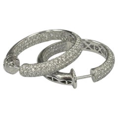 4 Carat Diamond Micro-Pavé Hoop Earrings in 18k White Gold