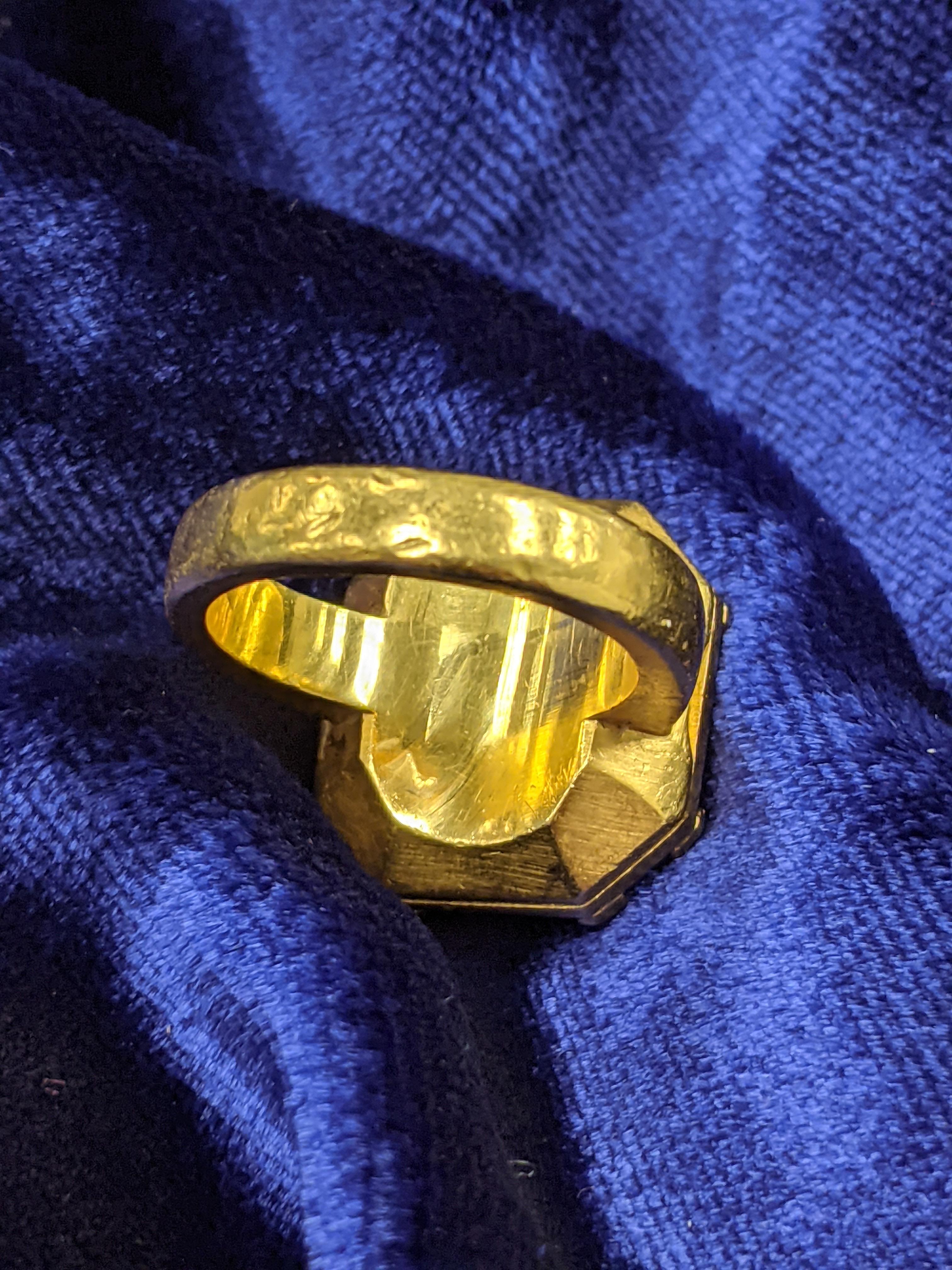 Art Nouveau 4 Carat Diamond Opening Mogul Ring in 22k Yellow Gold, Estate