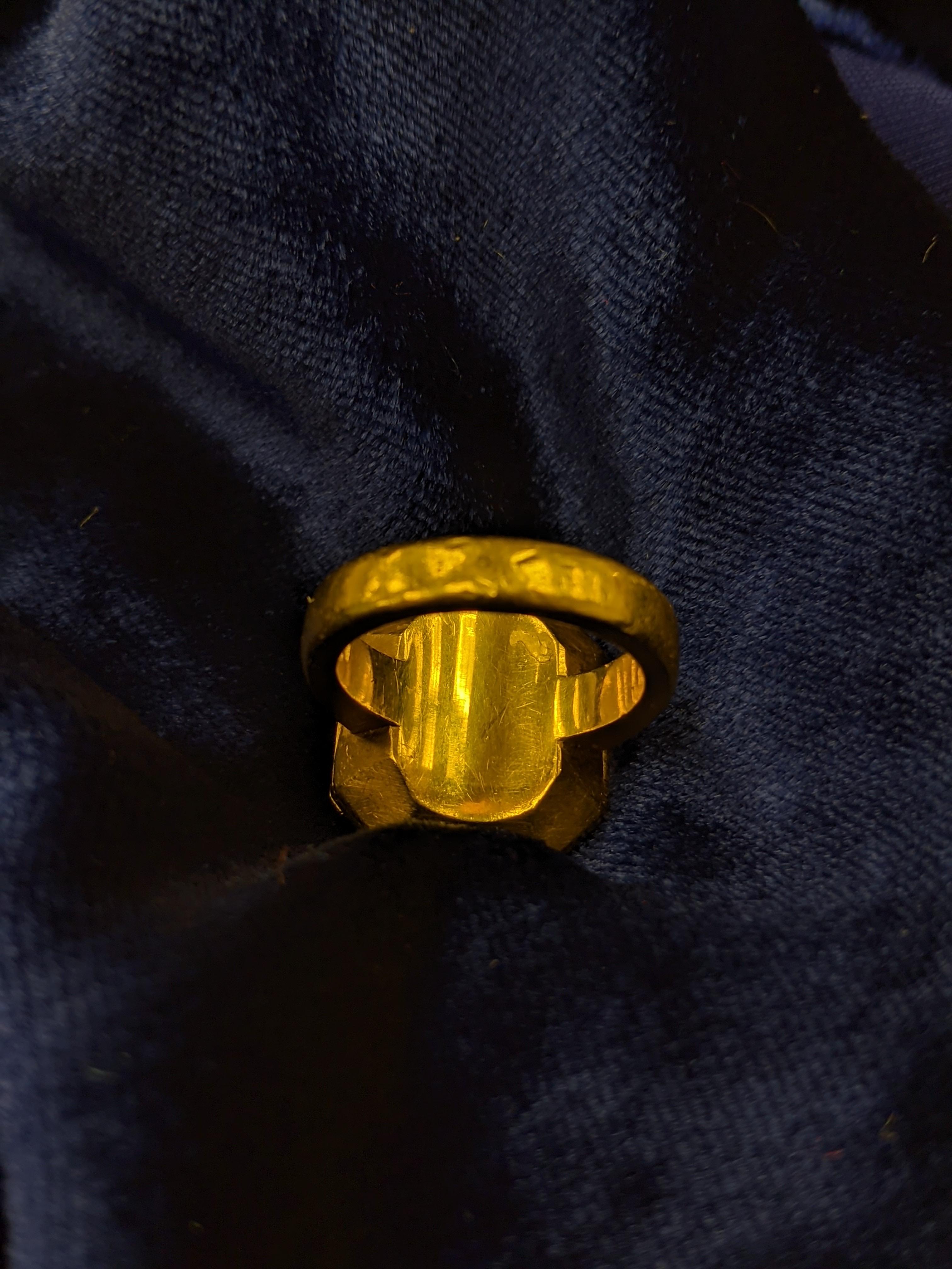 Radiant Cut 4 Carat Diamond Opening Mogul Ring in 22k Yellow Gold, Estate