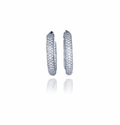 Pave Diamond 18 Karat Gold Hoops 4 Carat