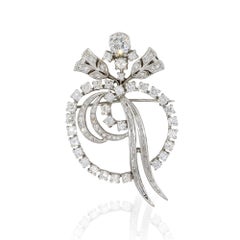 4 Carat Diamond Pave Open Work Flower Brooch Platinum