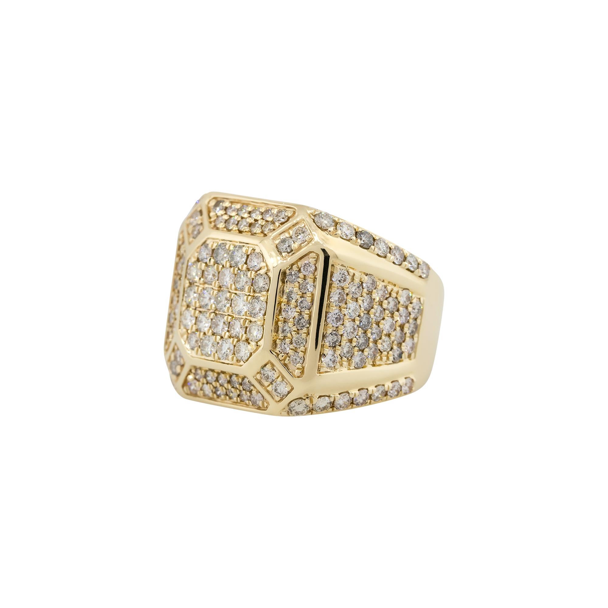4 Karat Diamant-Pavé-Ring im Vintage-Stil für Herren, 14 Karat, auf Lager (Rundschliff) im Angebot