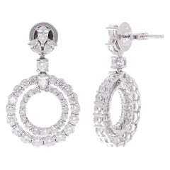 Orecchini a cerchio con diamante da 4 carati in oro bianco 18 carati Gioielli di pregio