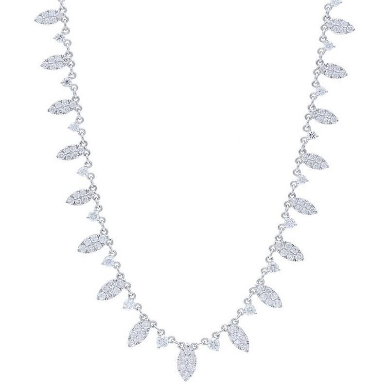 Taglio rotondo Collana Sequera con diamante da 4 carati in oro bianco 14K in vendita