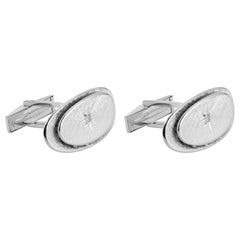 .4 Carat Diamond White Gold Florentine Finish Cufflinks