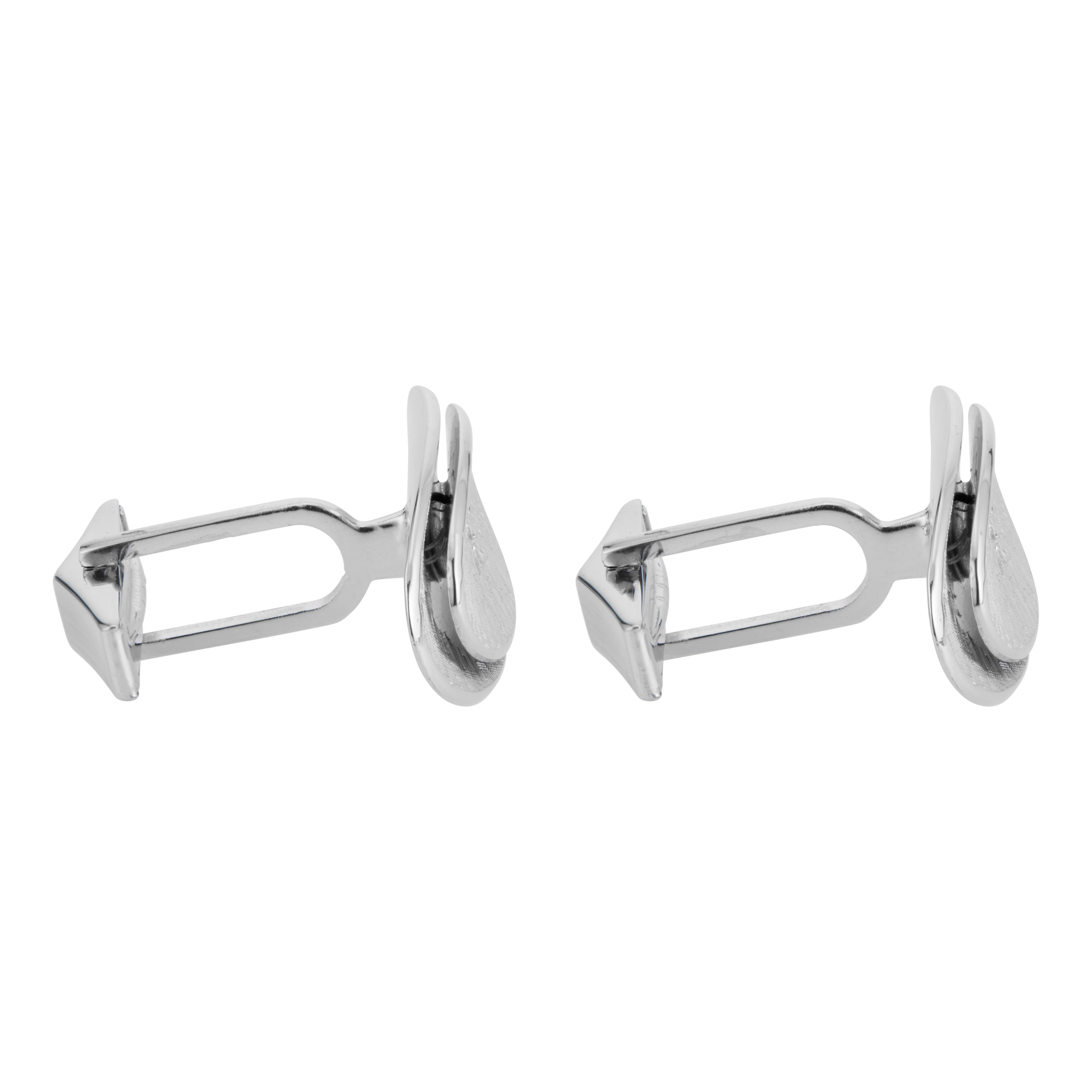 Taille simple Boutons de manchette en or blanc avec finition florentine et diamants de 0,4 carat en vente
