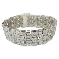 4 Carat Diamond Wide Weave Link Bracelet in 18k White Gold