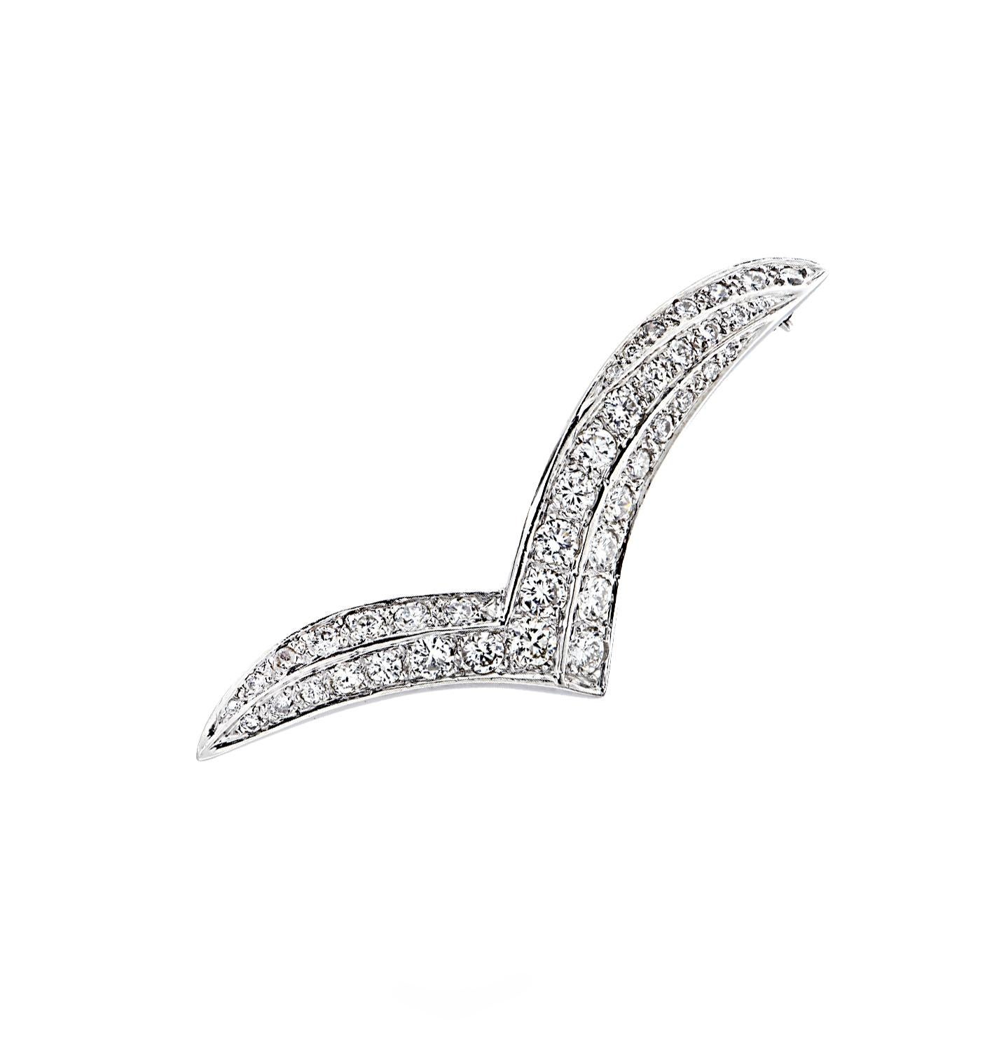 4 Carat Diamond Wing Brooch Pin Set In Good Condition In Miami, FL