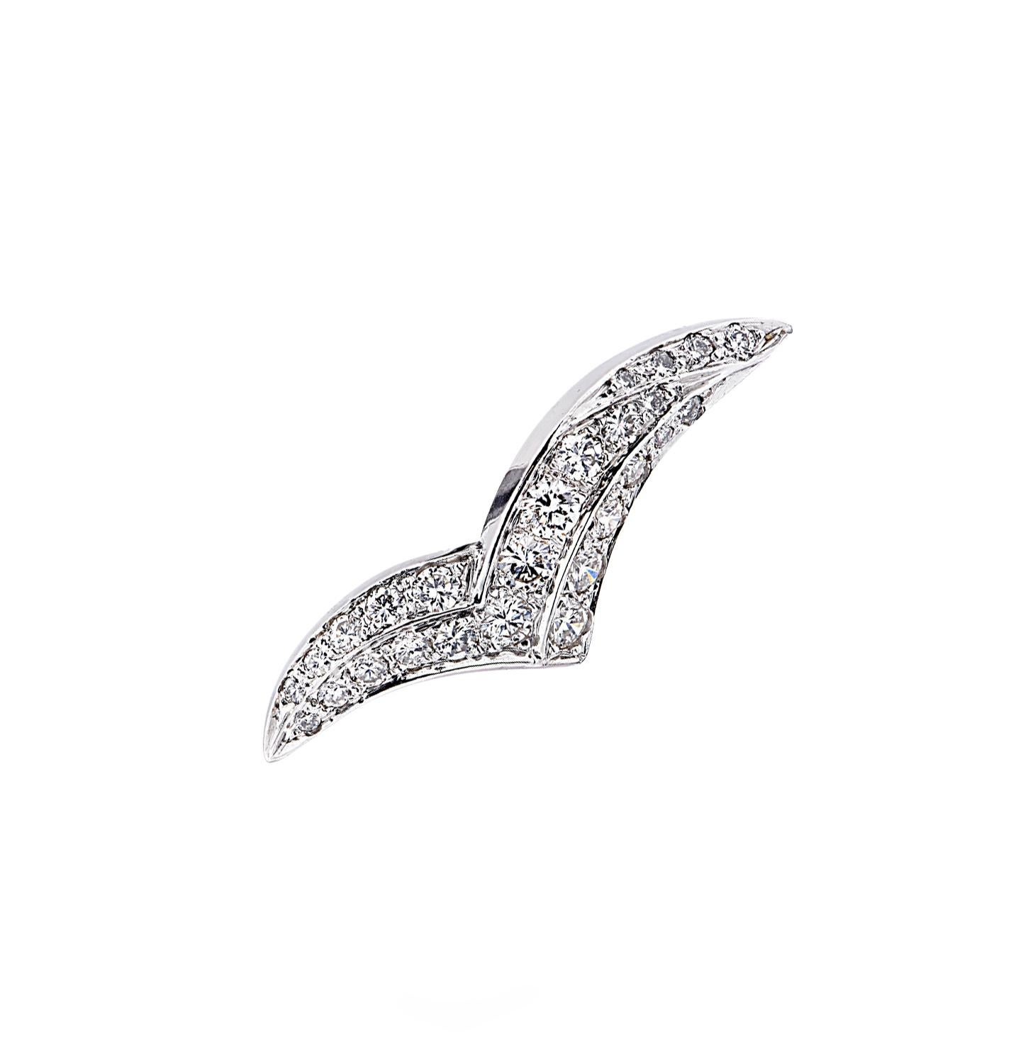 Women's or Men's 4 Carat Diamond Wing Brooch Pin Set