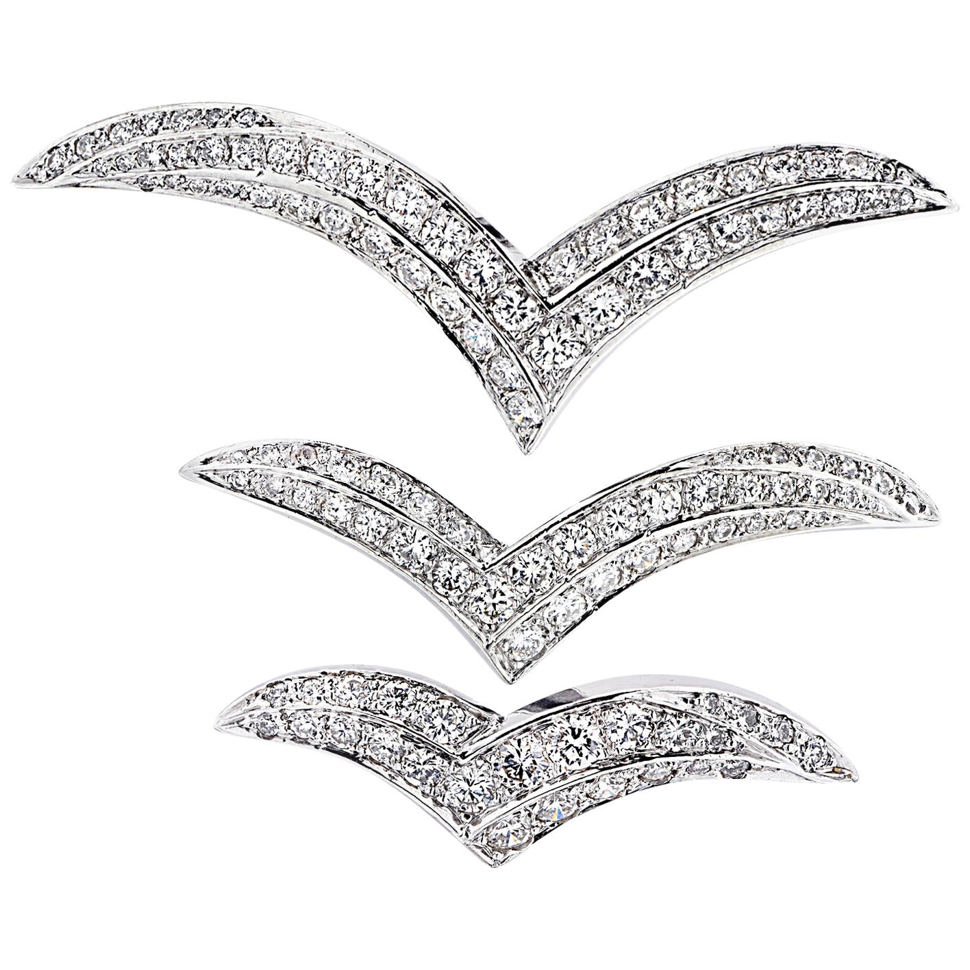4 Carat Diamond Wing Brooch Pin Set