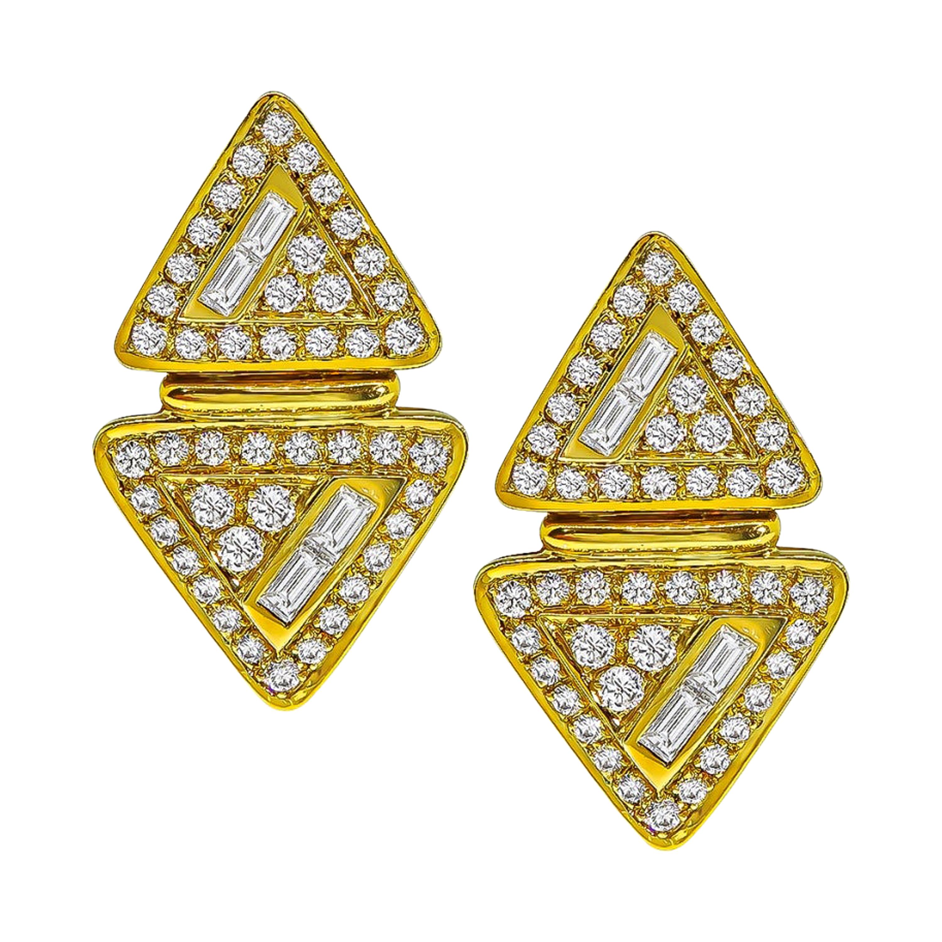 Diamond Yellow Gold Earrings For Sale at 1stDibs