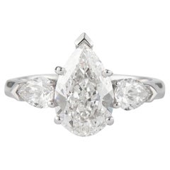 Art Deco 2.6 Carat Certified Natural Diamond Engagement Ring in 18K Gold