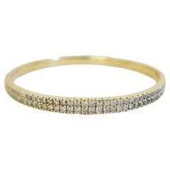 4 Carat Double Row Flexible Bangle Yellow Gold 14 Karat Bracelet