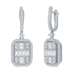 Boucles d'oreilles en goutte taille émeraude de 4 carats