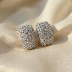 4 Carat Drop Style Diamond Pierced Earrings in 18K White Gold