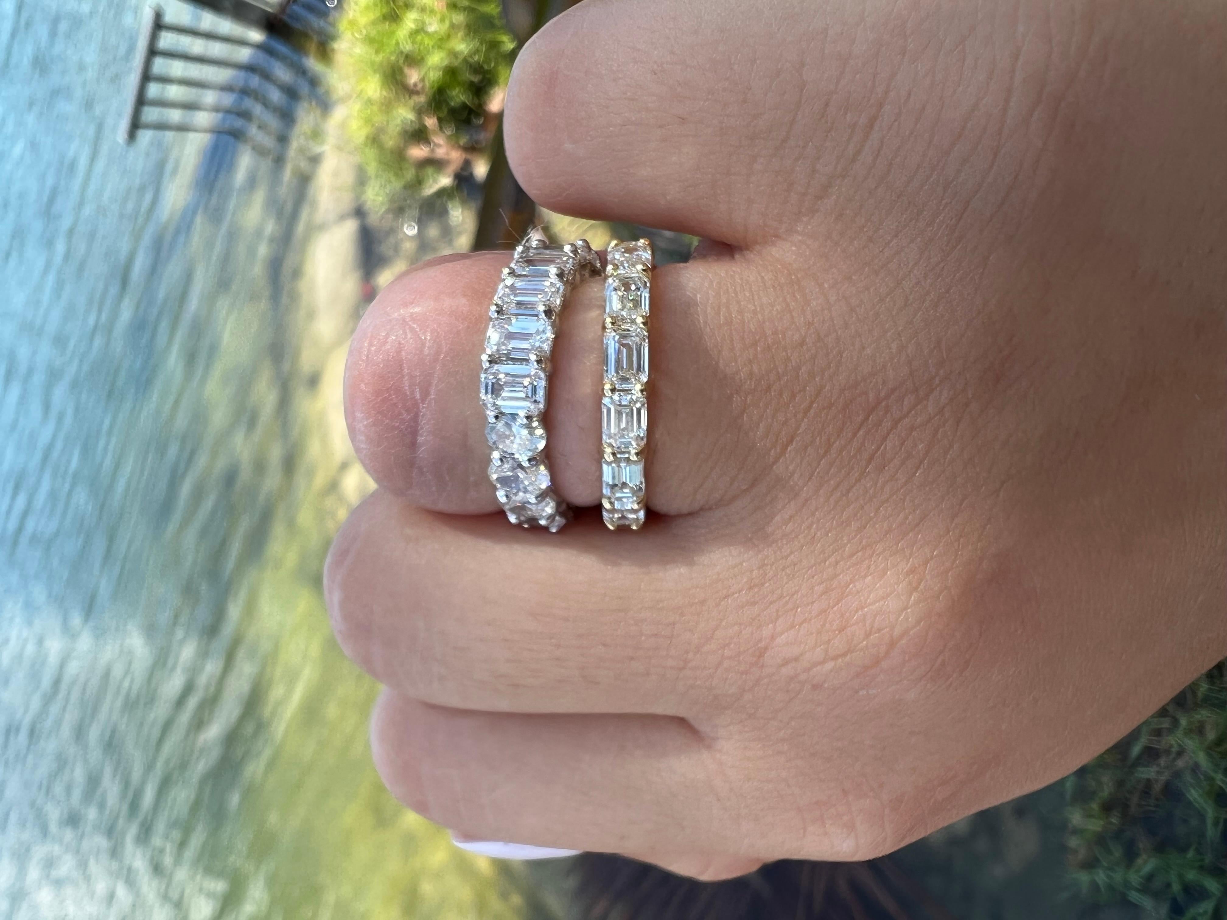Gem Jewelers Co. - 4 Carat East To West Emerald Cut Diamond Eternity Band in 18K In New Condition For Sale In Miami, FL