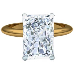 4 Carat Elongated Radiant Diamond Engagement Ring GIA Certified