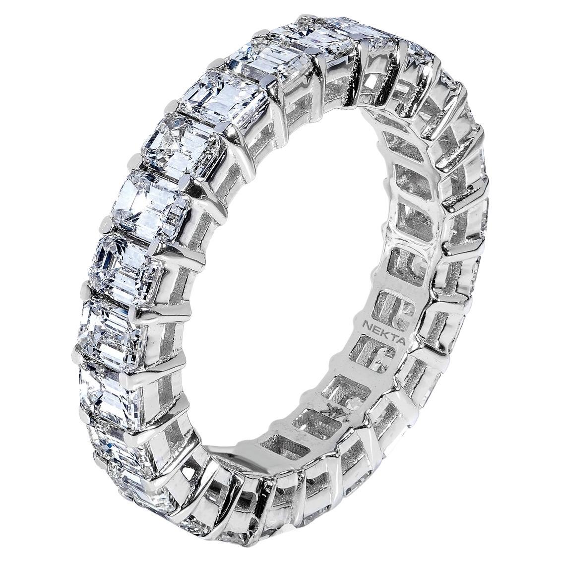 Bracelet d'éternité en diamants taille émeraude de 4 carats certifié