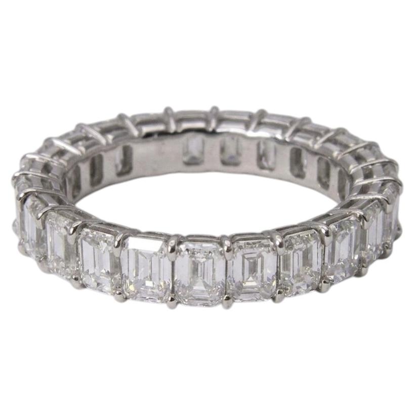 4 Carat Emerald Cut Diamond Eternity Band in 18k White Gold