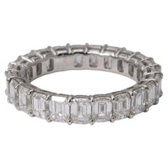 4 Carat Emerald Cut Diamond Eternity Band in 18k White Gold
