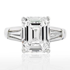 4 Carat Emerald Cut Diamond GIA with Baguettes Engagement Ring
