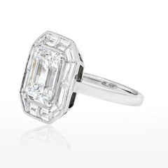 4 Carat Emerald Cut Diamond GIA Certified Engagement Ring