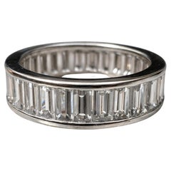 4 Carat Emerald Cut Diamond Platinum Band Ring 4 Carat Emerald Cut Diamond Platinum Band Ring