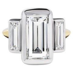 4 carat EMERALD cut  Diamond Ring Brilliant White  Refined Light Signature