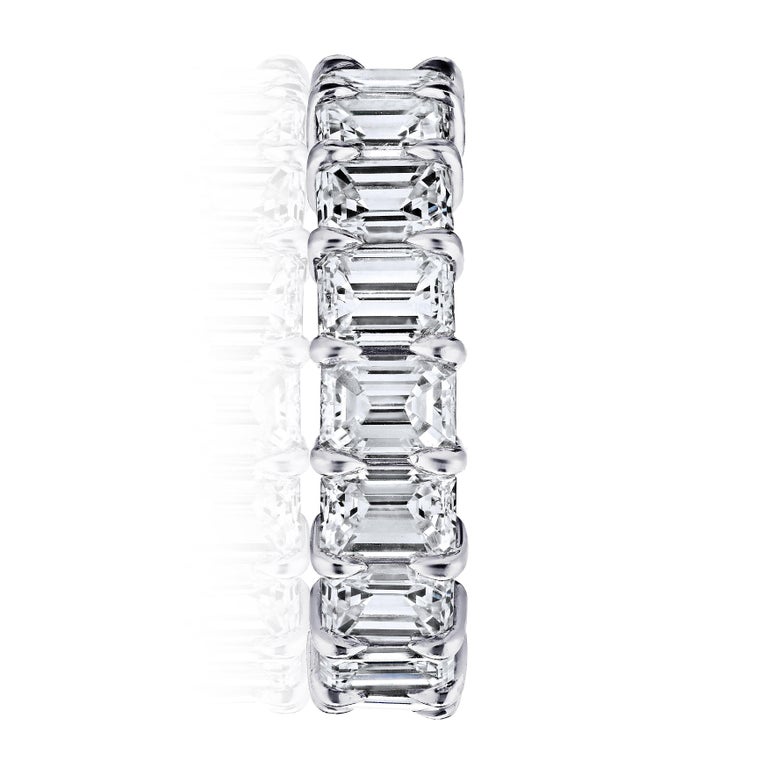 4 Carat Emerald Cut Diamond Ring Platinum Eternity Band at 1stDibs