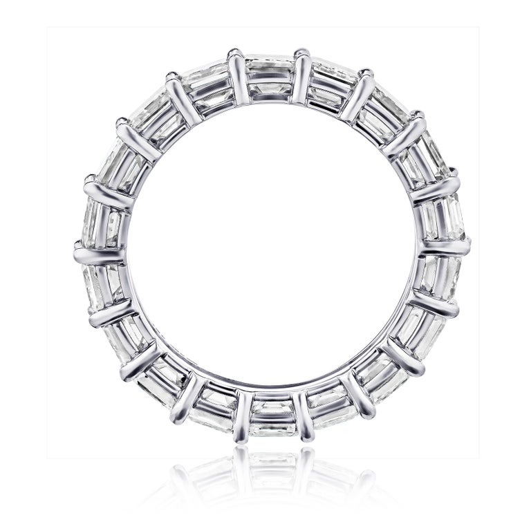 4 Carat Emerald Cut Diamond Ring Platinum Eternity Band at 1stDibs | 4