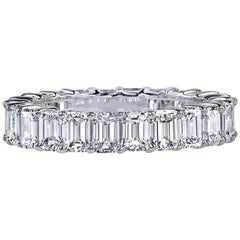 4 Carat Emerald Cut Diamond Ring Platinum Eternity Band