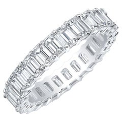 4 Carat Emerald Cut Eternity Band Gallery Style F-G Color VS1 Clarity Platinum