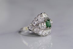 4 Carat Emerald Diamond Art Deco Platinum Engagement Ring