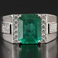4 Carat Emerald Diamond Engagement Ring, Natural Emerald Diamond Fashion Ring